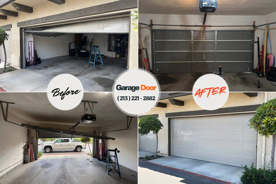 Before and after: garage door repair Palouse, WA